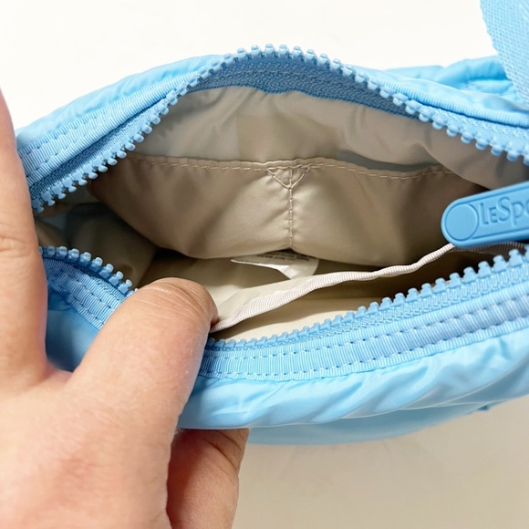 LeSportSac Womens Baltic Sea Baby Blue Sheen Mini Crescent Shoulder Bag - Picture 4 of 6